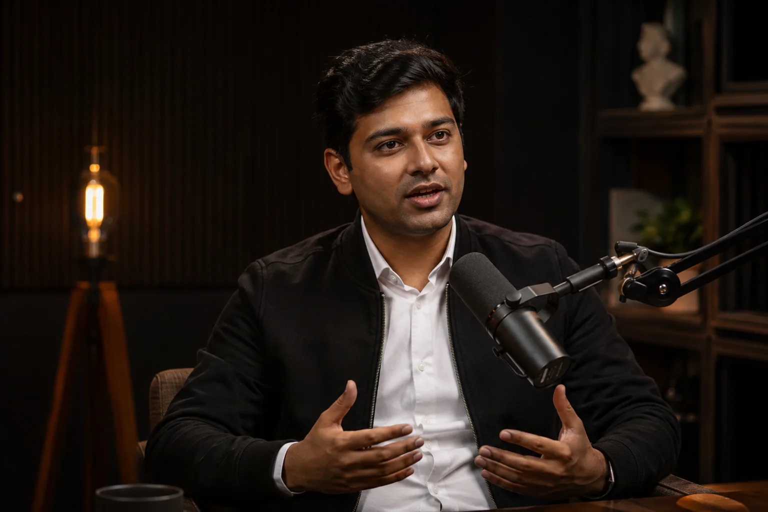 Still image representing a founder podcast recording